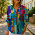 Catalina - Blusa de Botones Artística y Vibrante