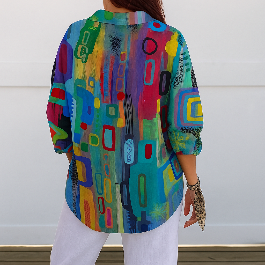 Catalina - Blusa de Botones Artística y Vibrante