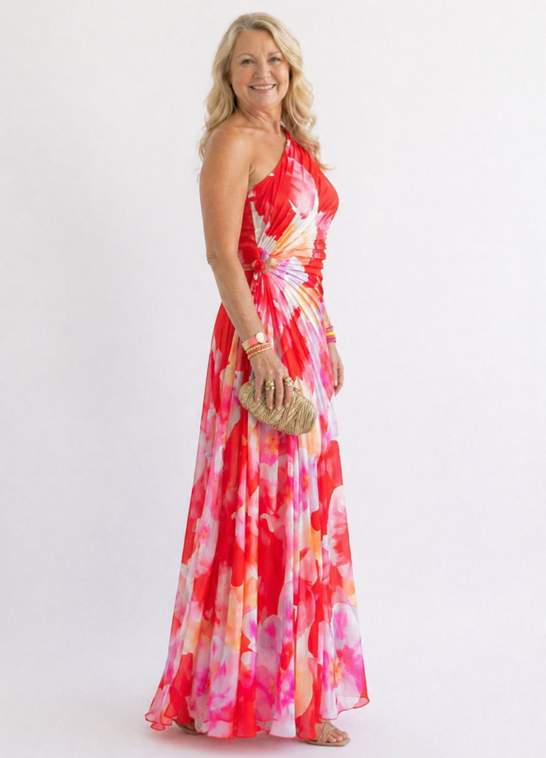 Valentina | Vestido Maxi Plisado de un Hombro