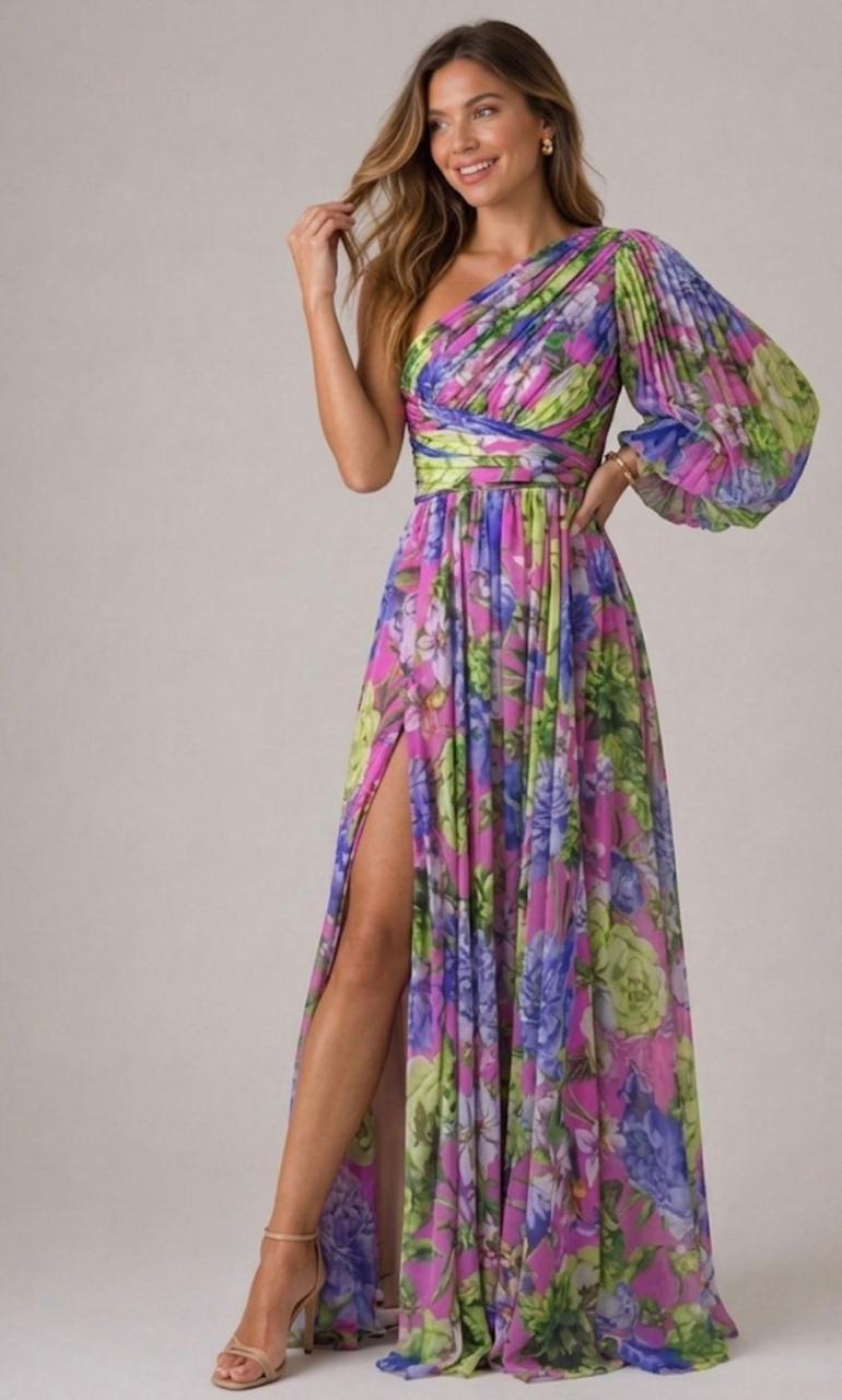 Selah | Vestido Maxi Floral de un Hombro