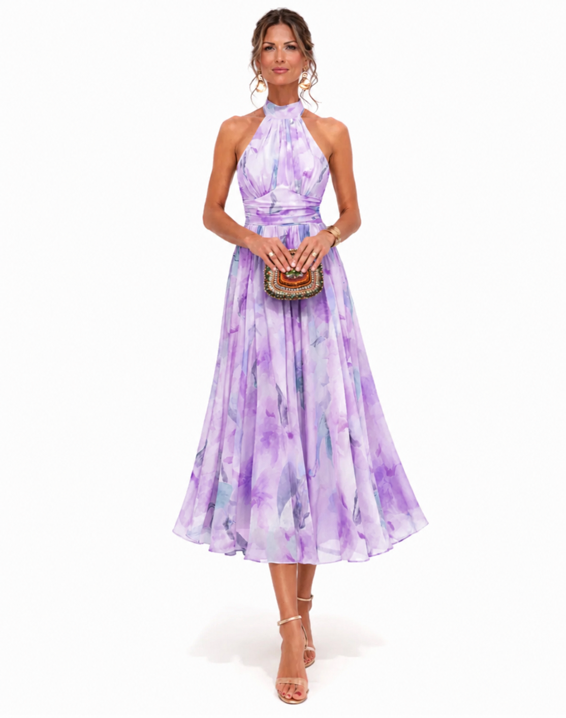 Aurora™ | Vestido Maxi Halter en Acuarela
