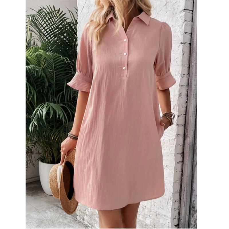 Rosalyn | Vestido Camisero Relajado con Mangas de Volante