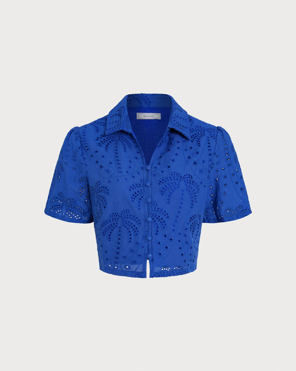 Blusa Azul Texturizado Botones Cuello