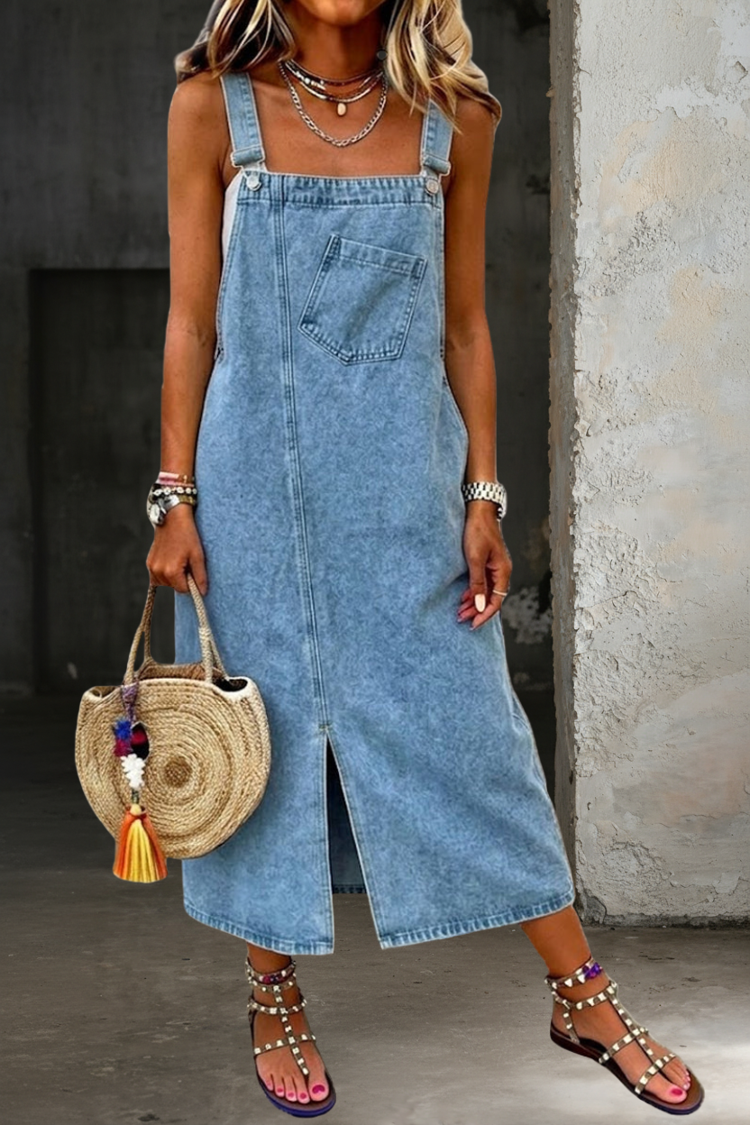 Susana | Vestido casual de denim con tirantes