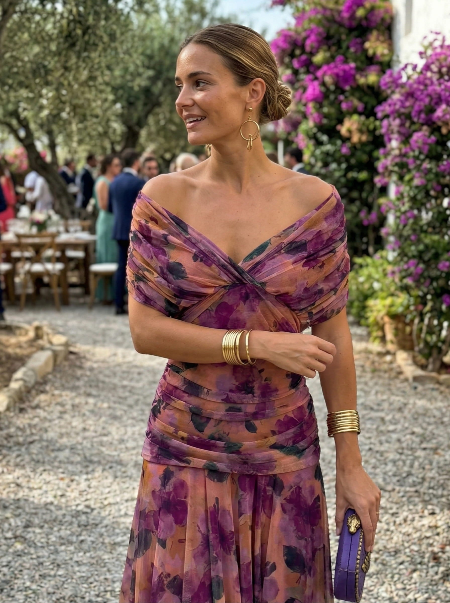 Vestido largo con escote en v