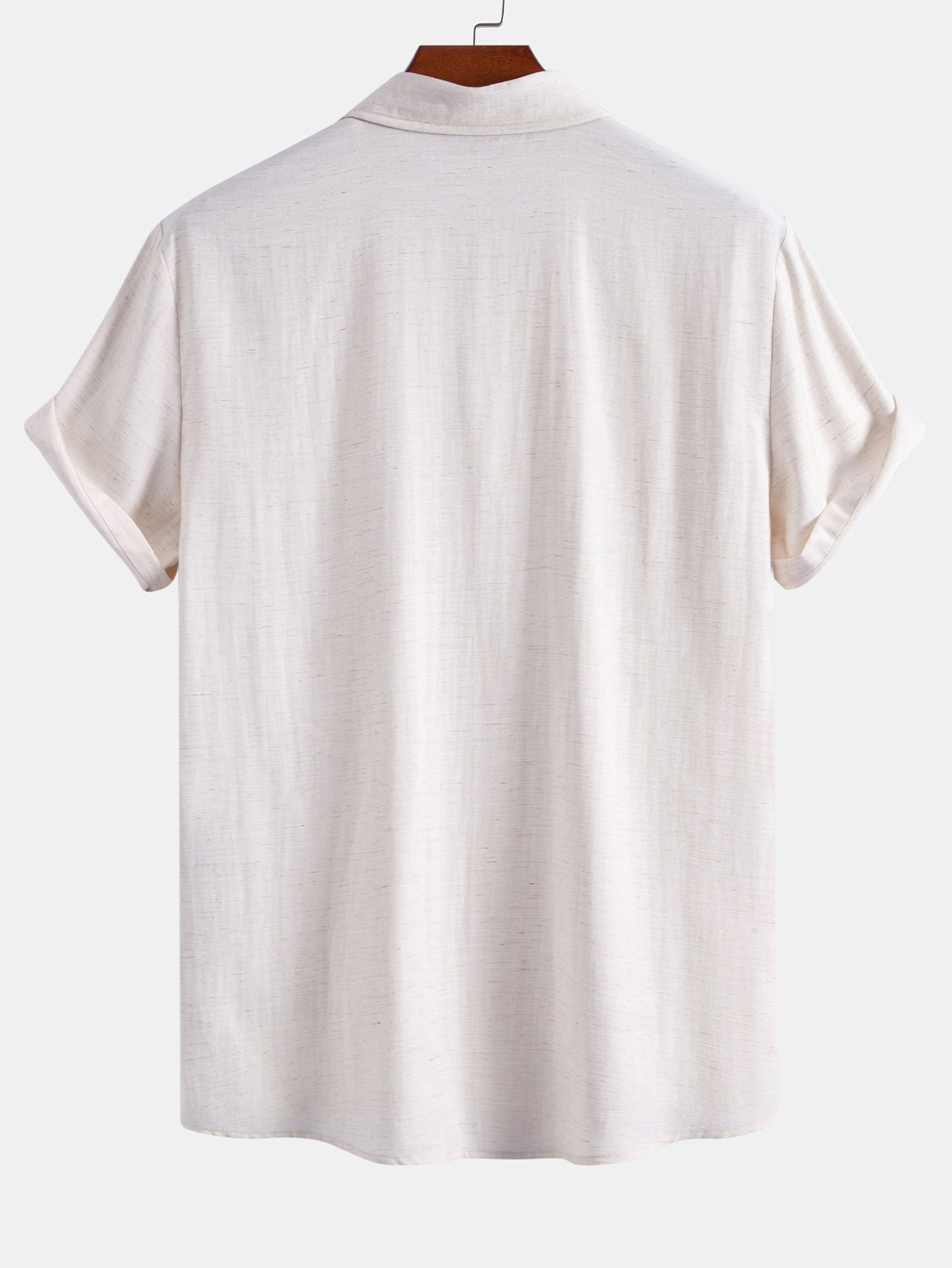 Camisa abotonada de mezcla de lino y rayón y pantalones cortos con cordón de 7"