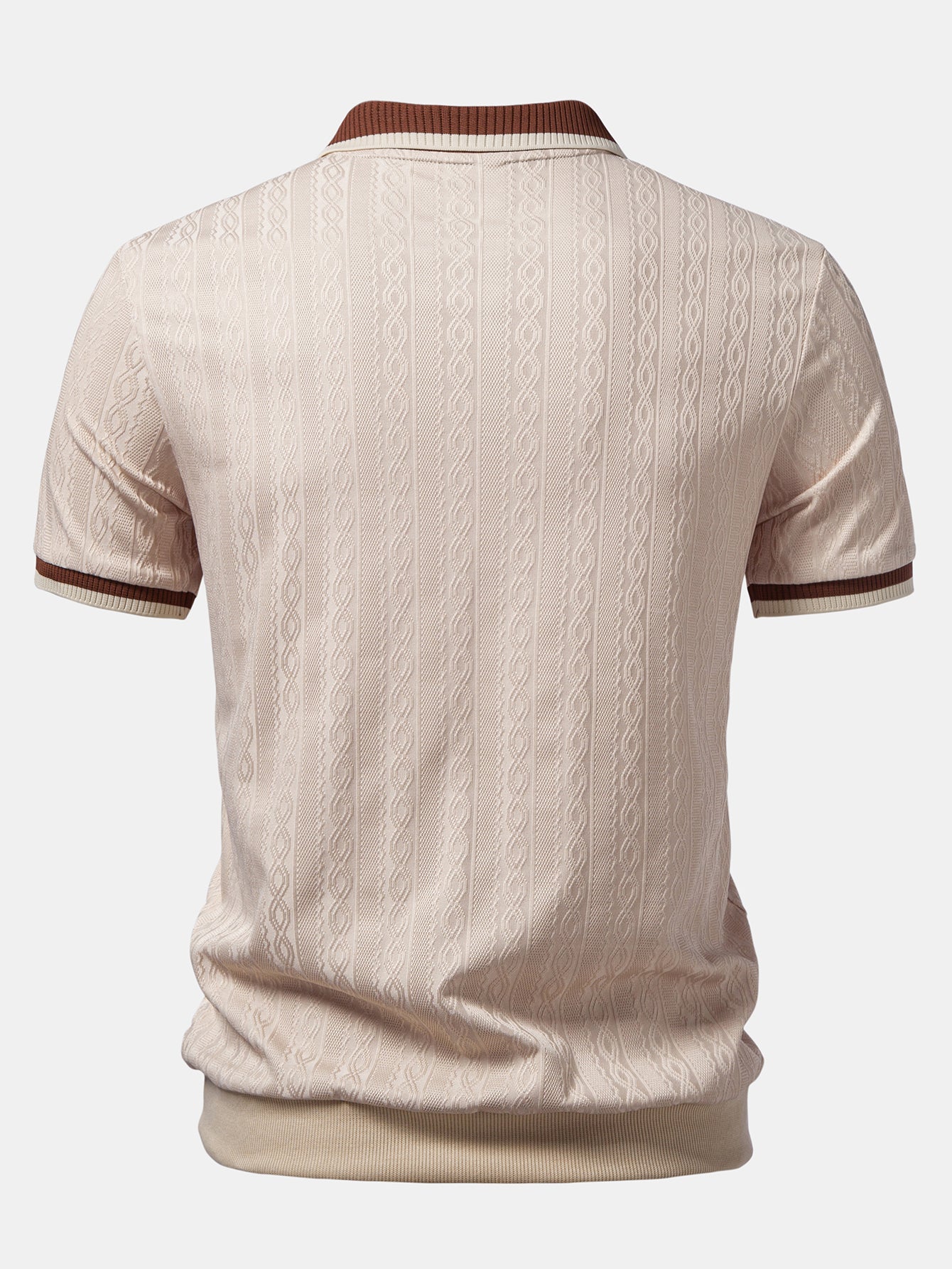 Polo de punto con cremallera texturizada y ribetes en contraste y pantalones cortos chino con cintura elástica