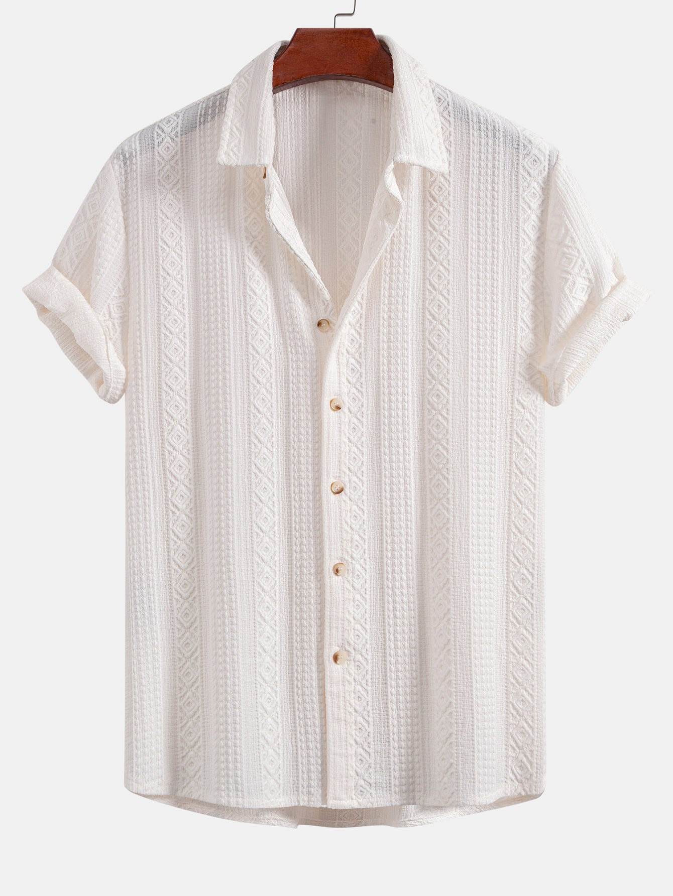 Camisa de botones con estampado jacquard geométrico