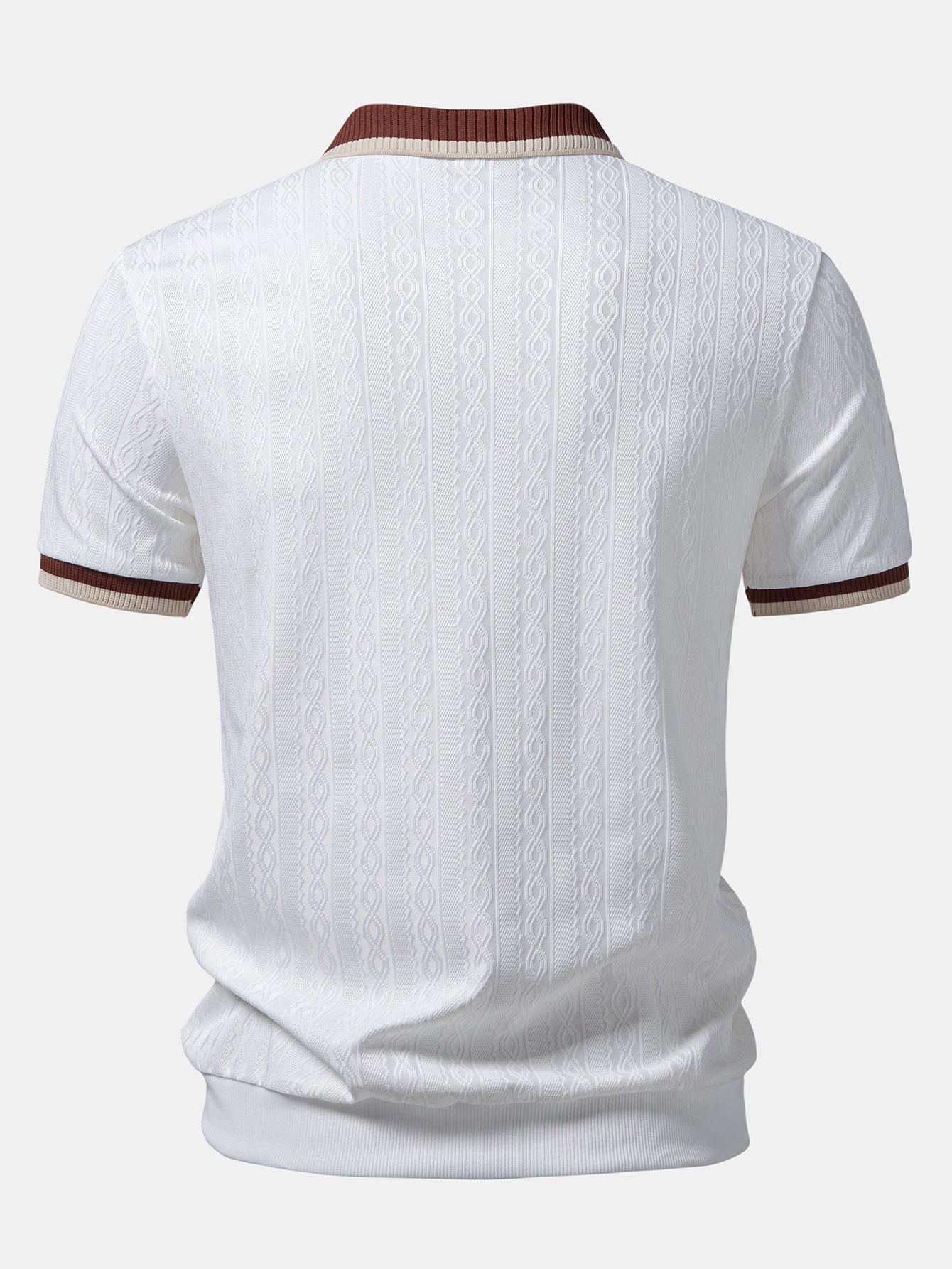 Polo de punto con cremallera texturizada y ribetes en contraste y pantalones cortos chino con cintura elástica