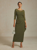 Vestido midi entallado con drapeado
