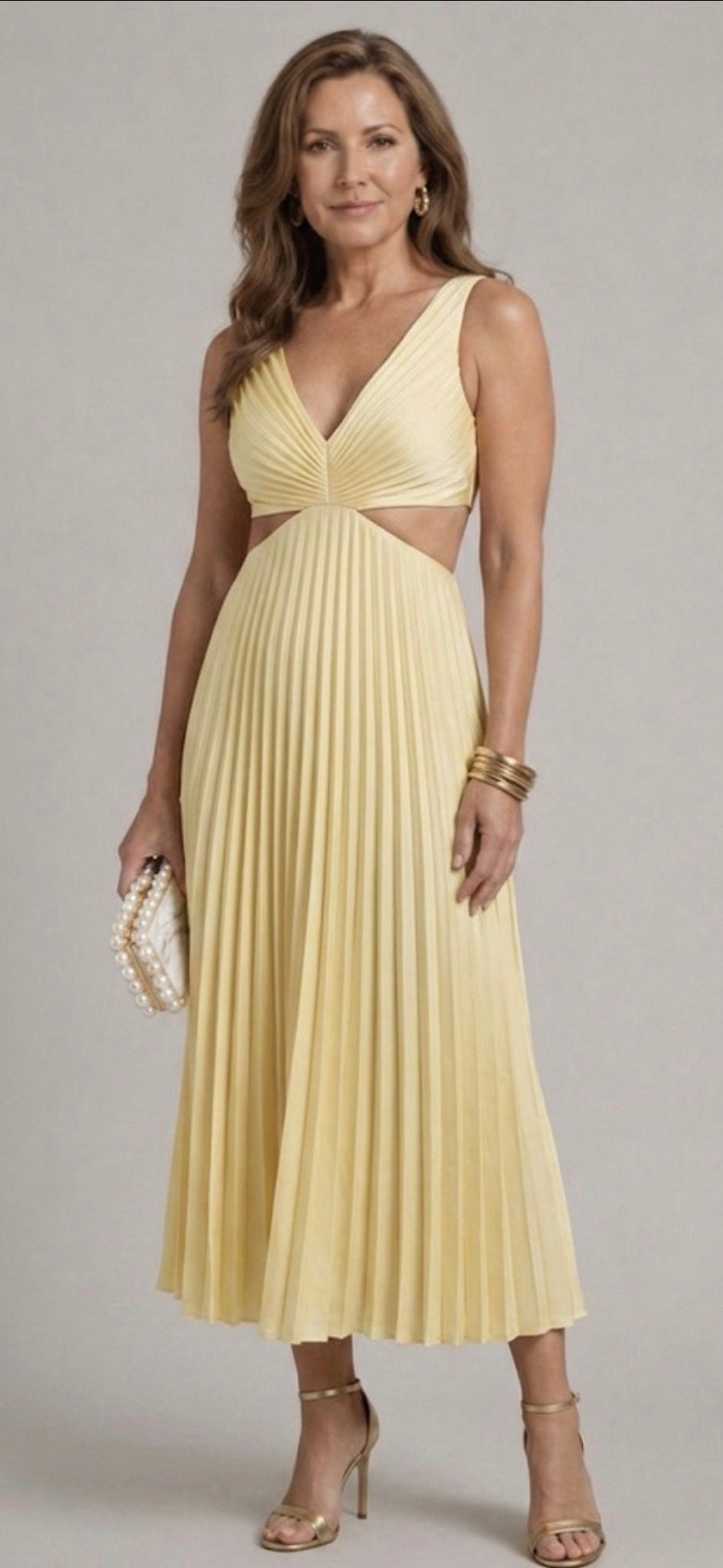 Eliana | Vestido Maxi Plisado con Recorte