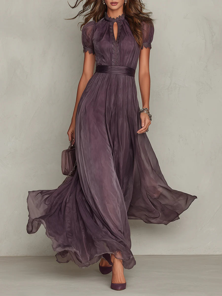 Calla | Vestido midi plisado con manga abullonada