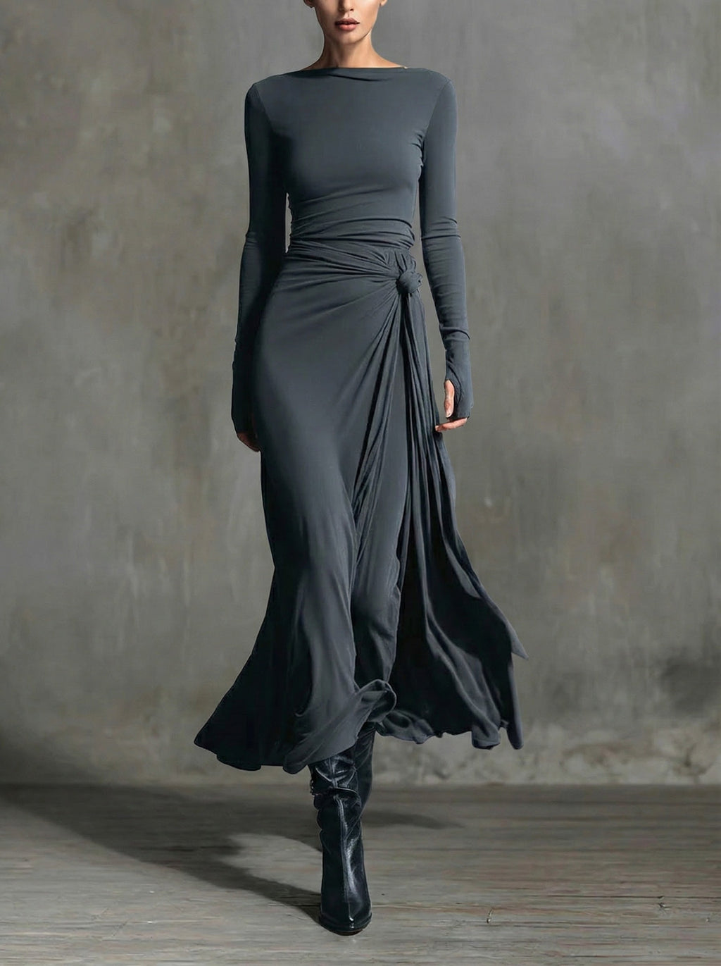 Naiara | Vestido Maxi con Nudo de Seda