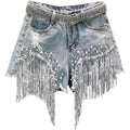 Pantalones cortos vaqueros con borlas de Luisa Tassel