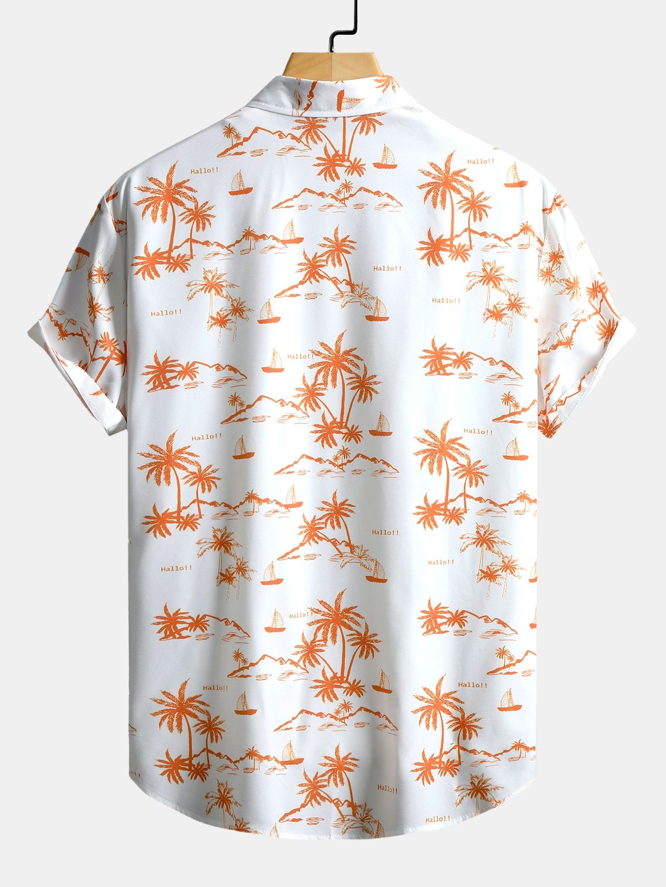 Camisa abotonada con estampado de palmeras y bañador corto