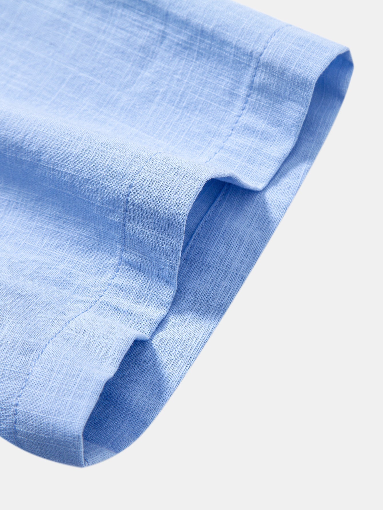 Short Sleeve Linen Look Stand Collar Shirt