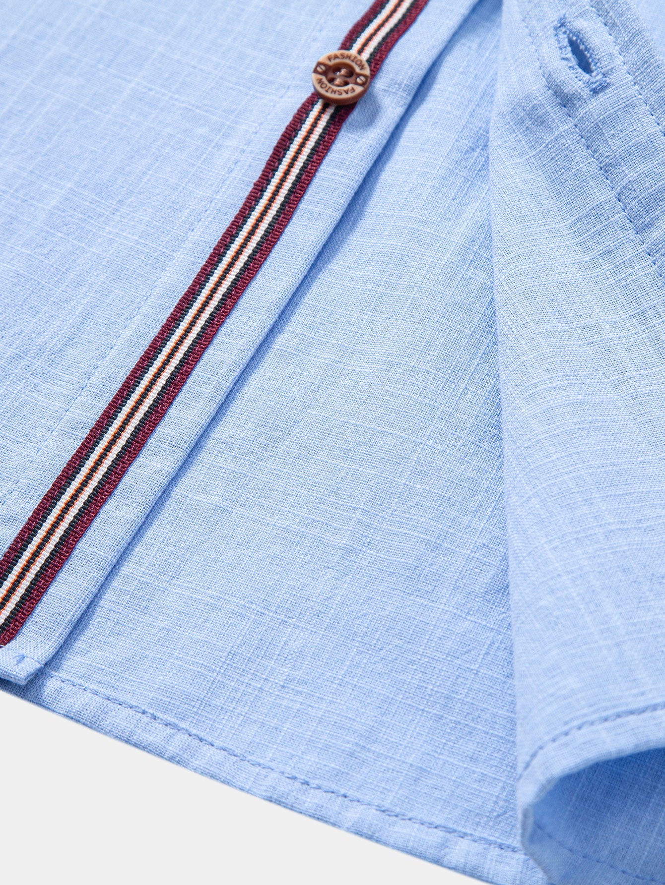 Short Sleeve Linen Look Stand Collar Shirt