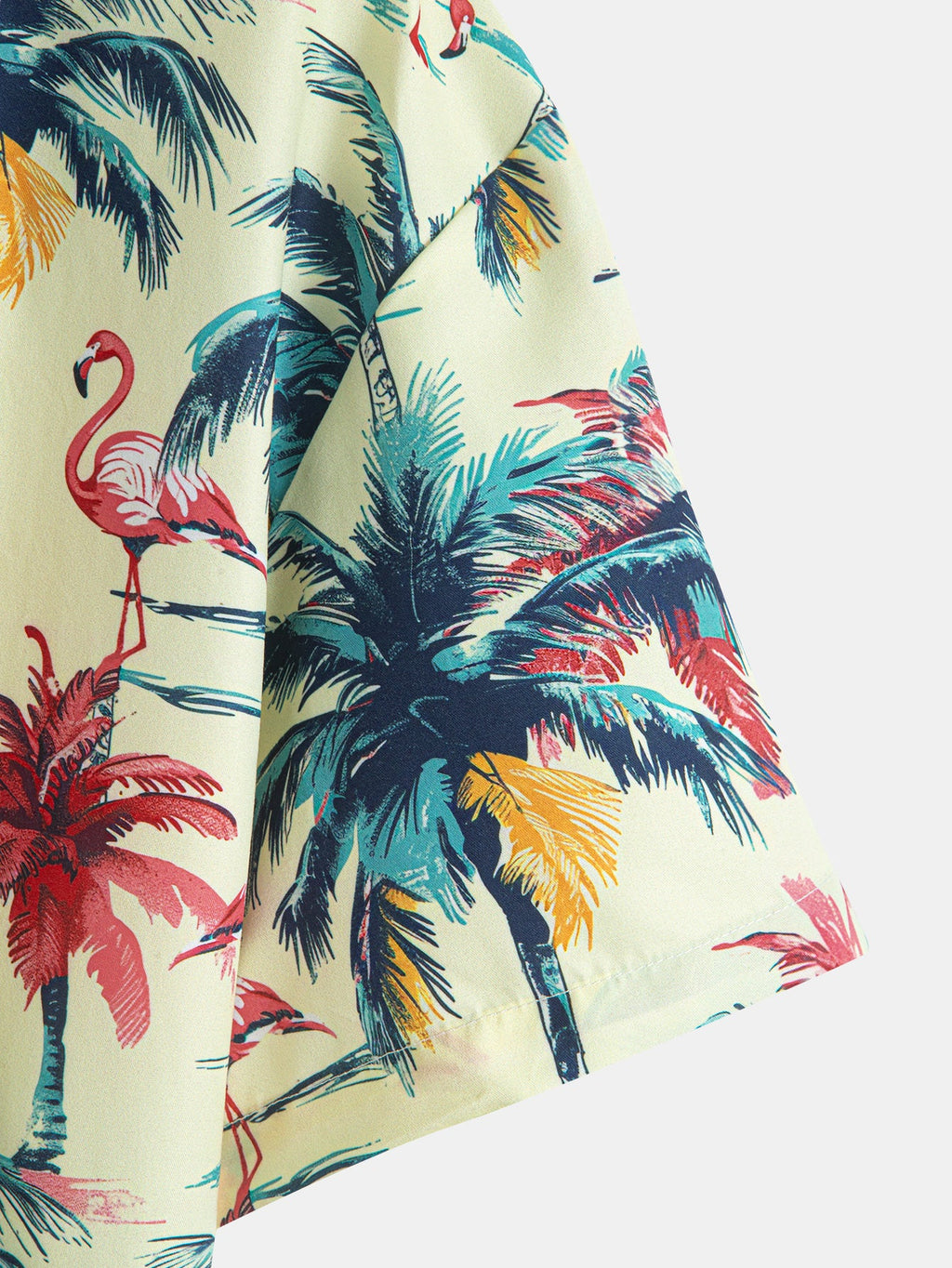 Camisa abotonada y bañador tipo bermuda «Relax Fit Flamingo» con estampado tropical de palmeras