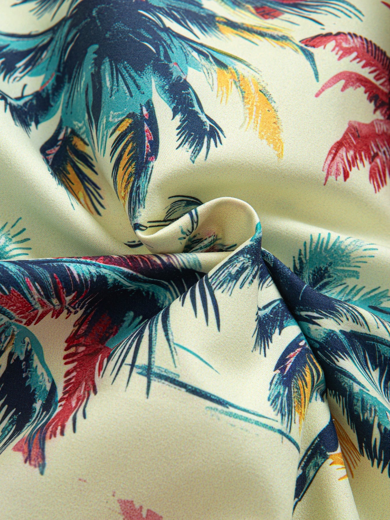 Camisa abotonada y bañador tipo bermuda «Relax Fit Flamingo» con estampado tropical de palmeras