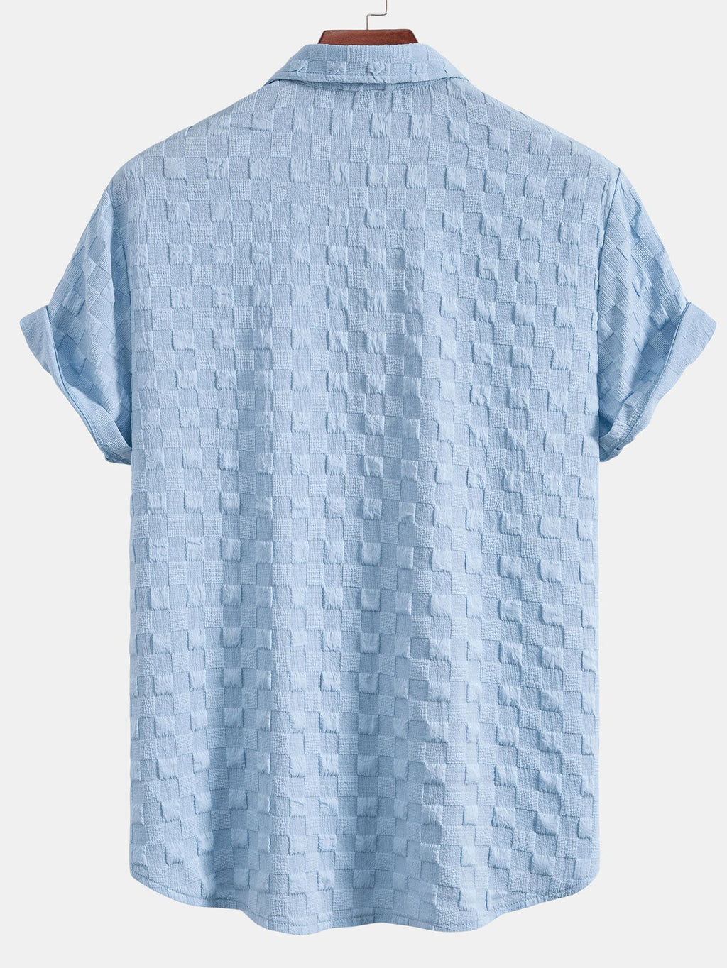 Camisa abotonada con estampado de ajedrez en jacquard y pantalones cortos con cordón