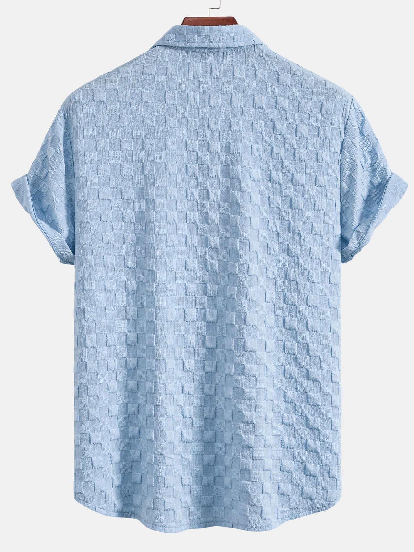 Camisa abotonada con estampado de ajedrez en jacquard y pantalones cortos con cordón