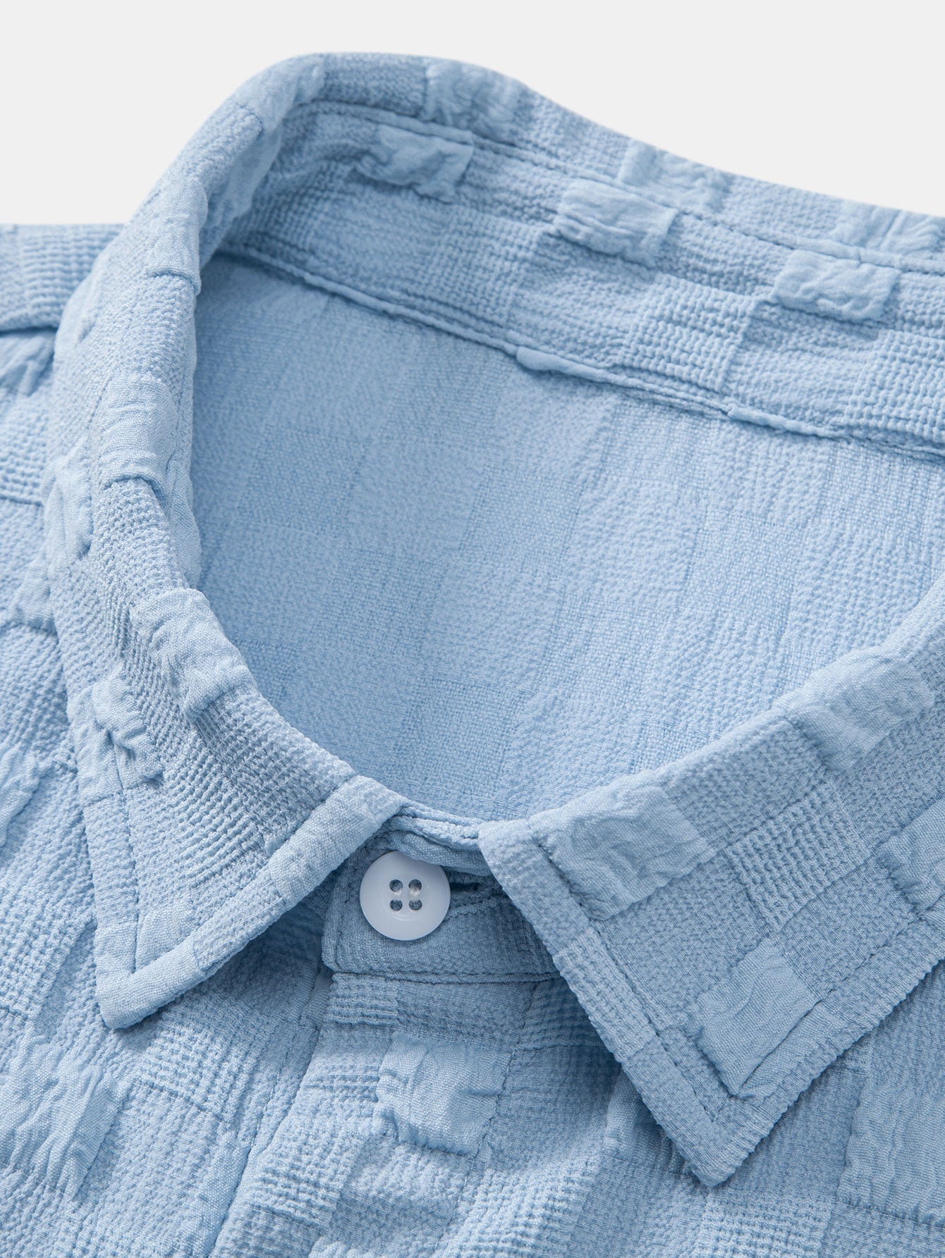 Camisa abotonada con estampado de ajedrez en jacquard y pantalones cortos con cordón