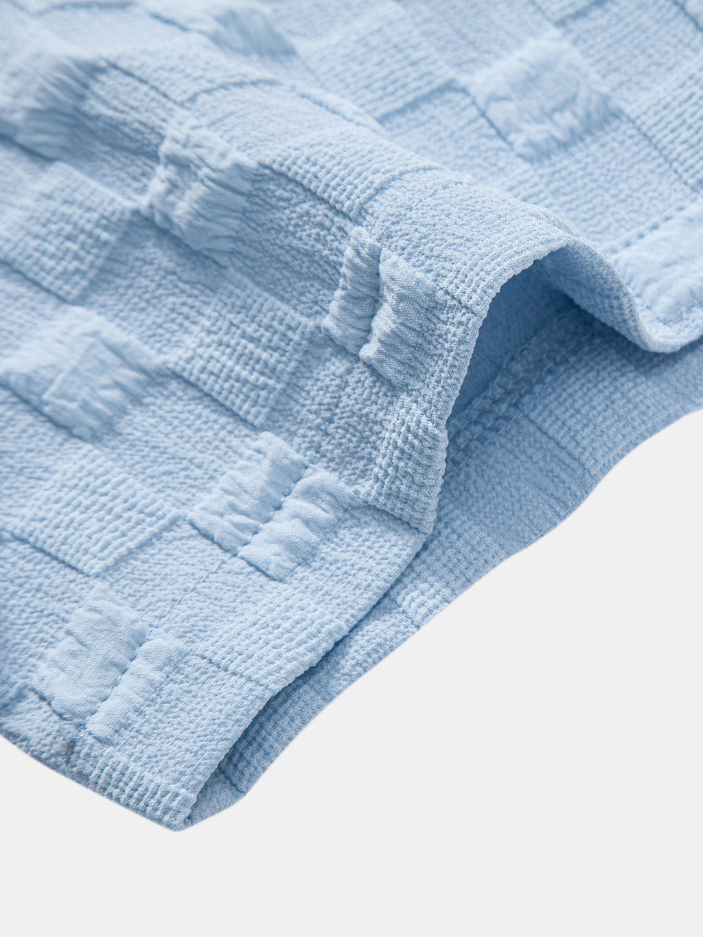 Camisa abotonada con estampado de ajedrez en jacquard y pantalones cortos con cordón