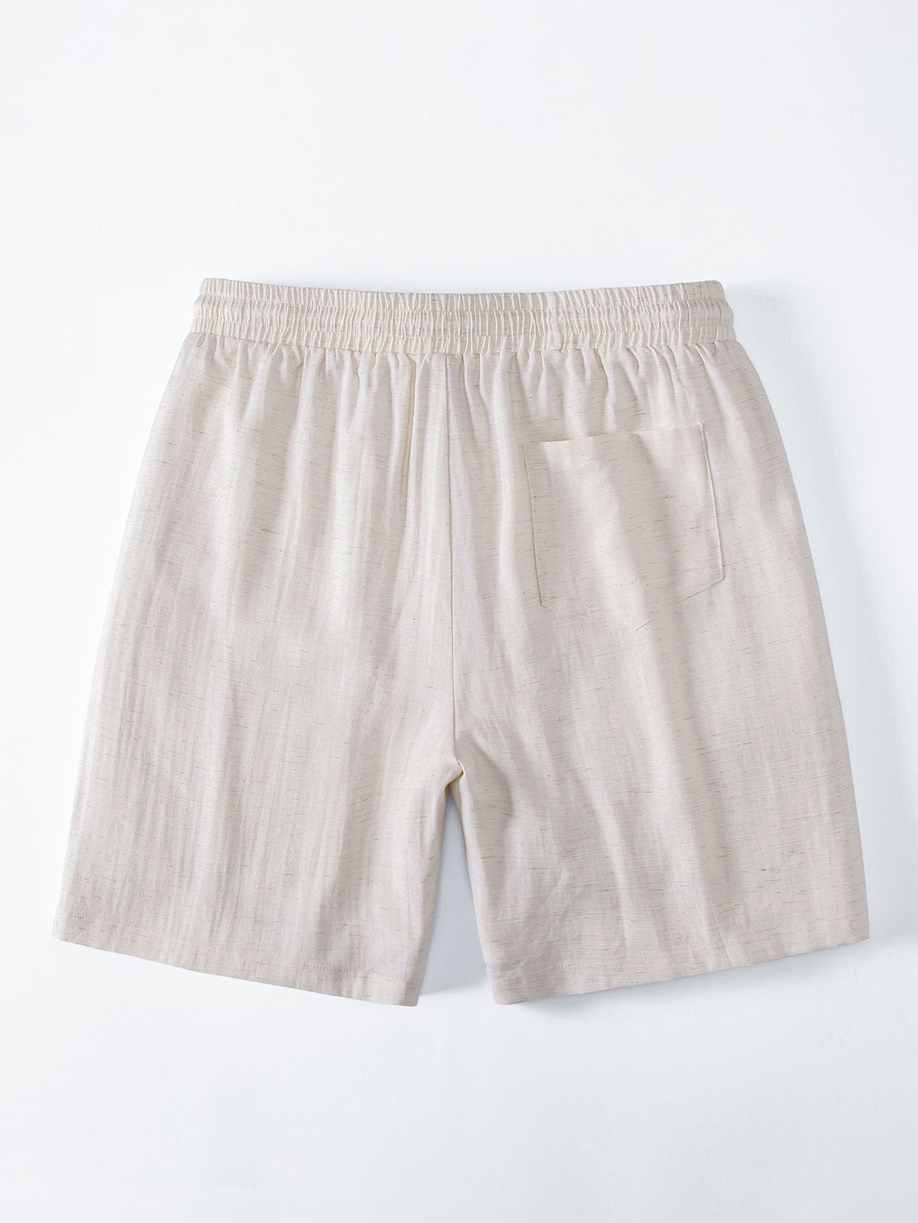 Camisa abotonada de mezcla de lino y rayón y pantalones cortos con cordón de 7"