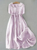 Vestido Midi Isla - Elegante Comodidad en Algodón y Lino para Mujer