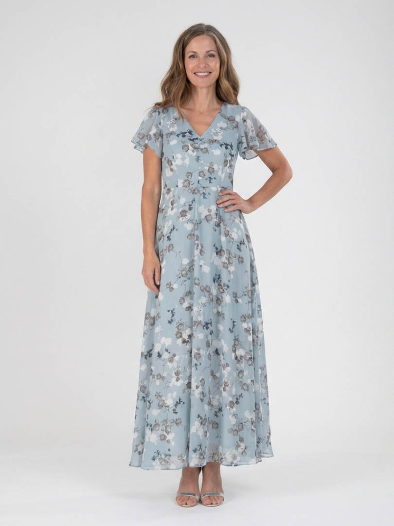 Ismeria | Vestido Maxi de Chifón Floral