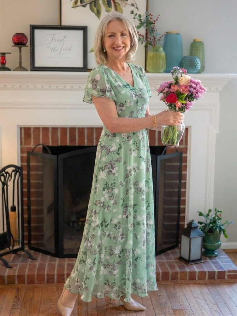 Ismeria | Vestido Maxi de Chifón Floral