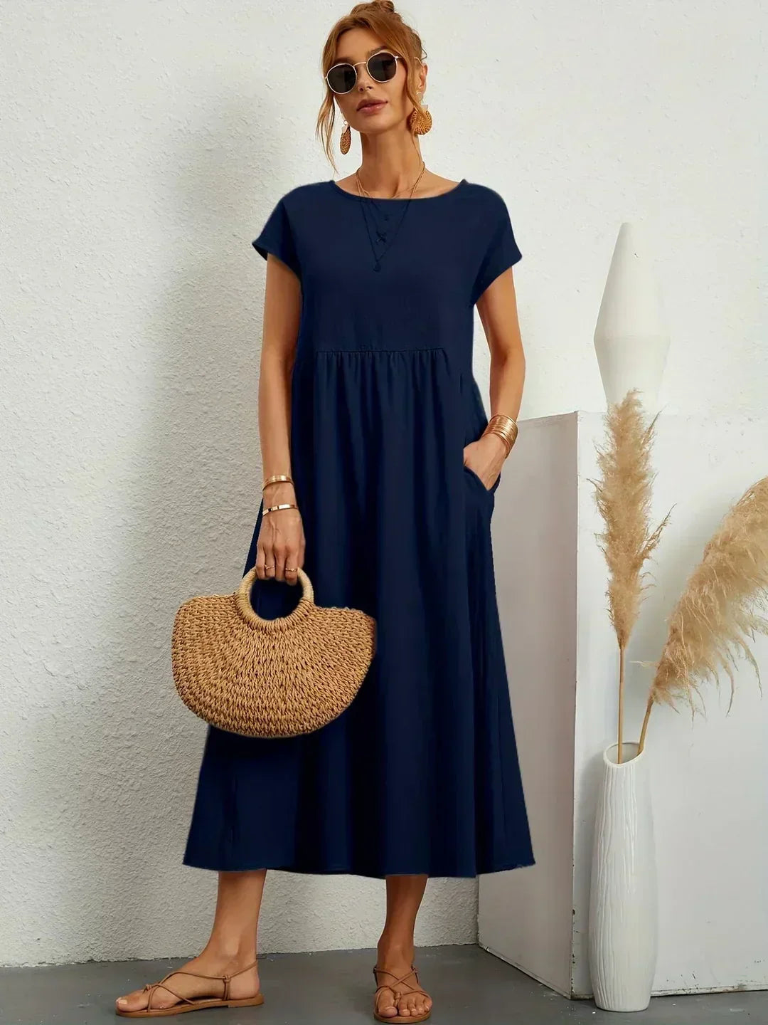 Nerys | Vestido midi blanco transpirable