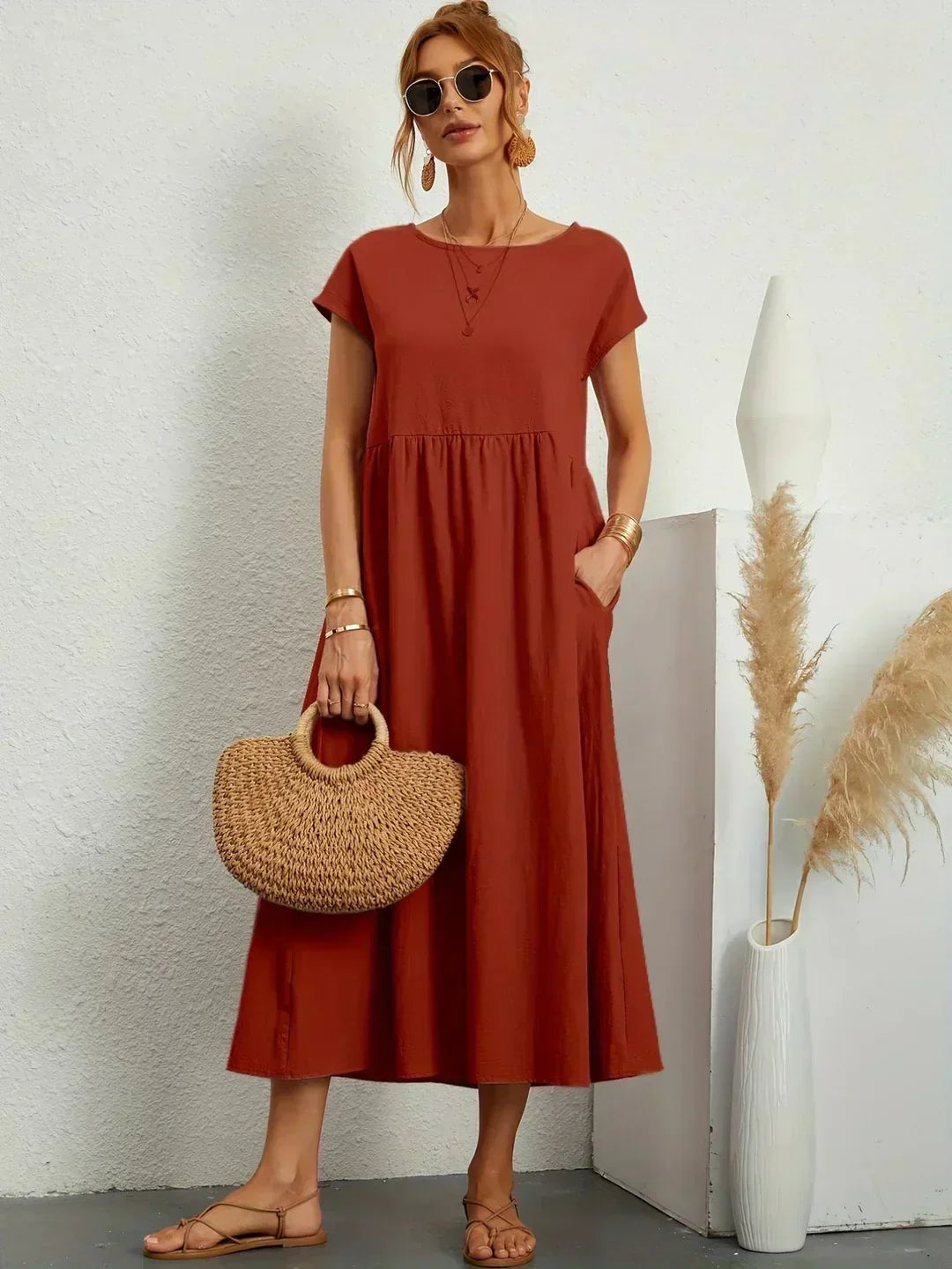 Nerys | Vestido midi blanco transpirable