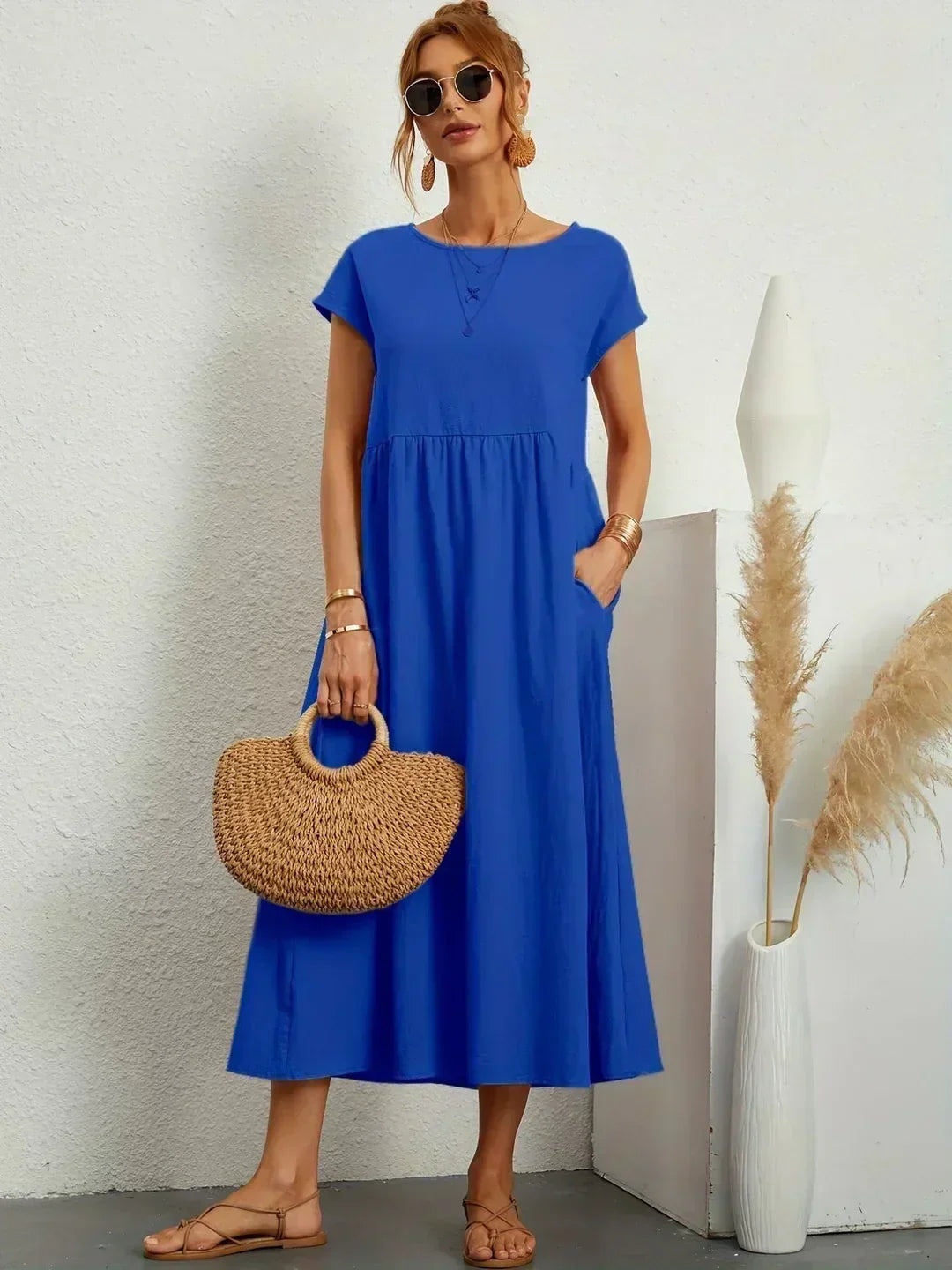Nerys | Vestido midi blanco transpirable