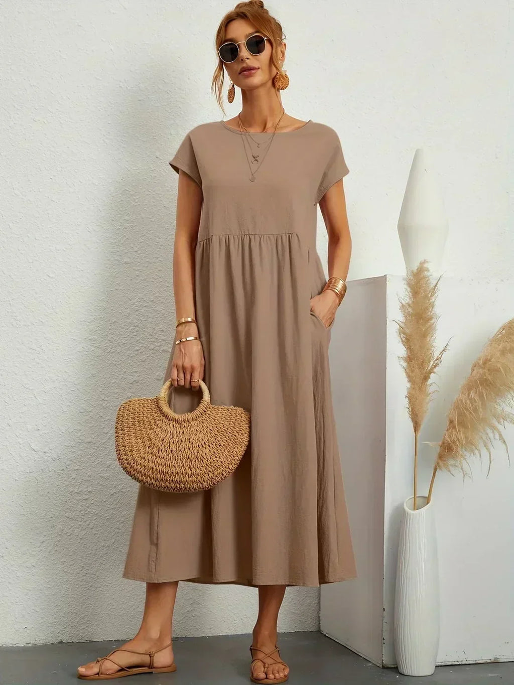 Nerys | Vestido midi blanco transpirable