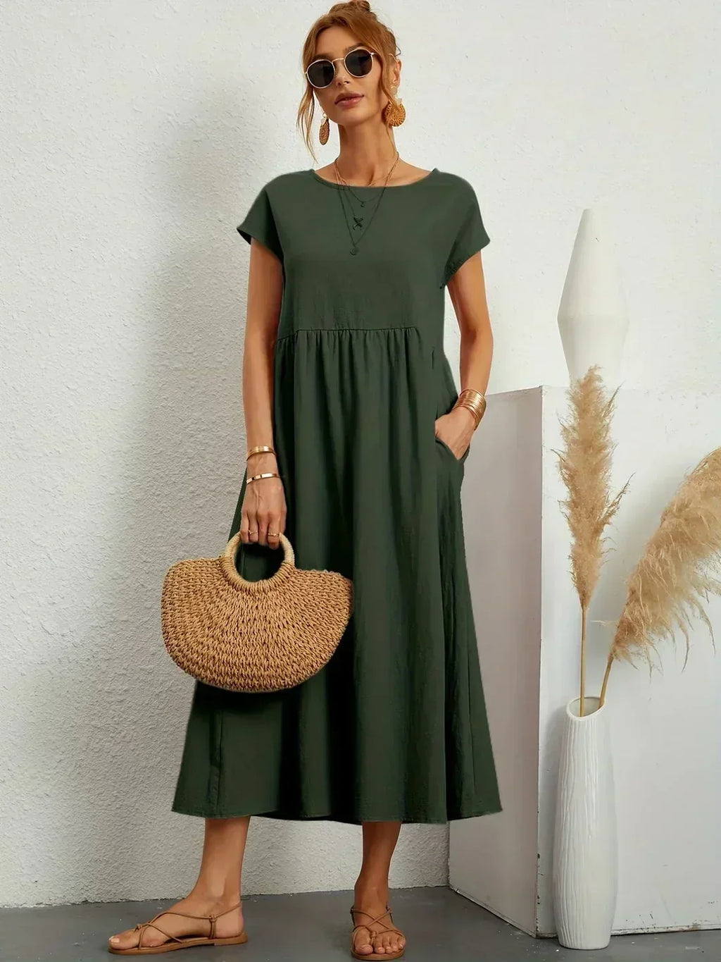 Nerys | Vestido midi blanco transpirable