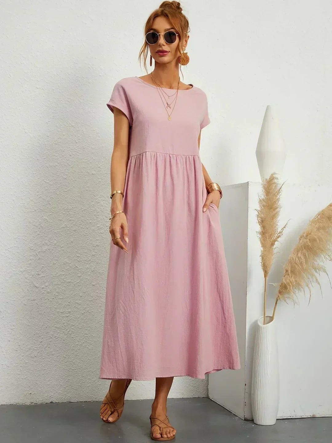 Nerys | Vestido midi blanco transpirable