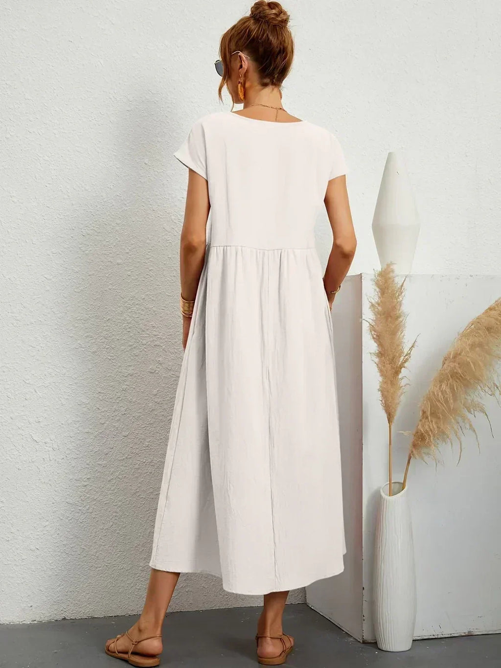 Nerys | Vestido midi blanco transpirable