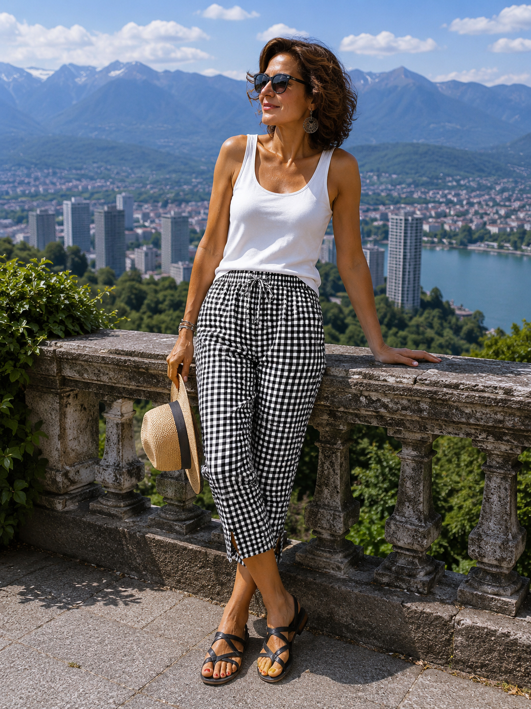 Jessy | Pantalón Capri de Cuadros Relajado de Verano