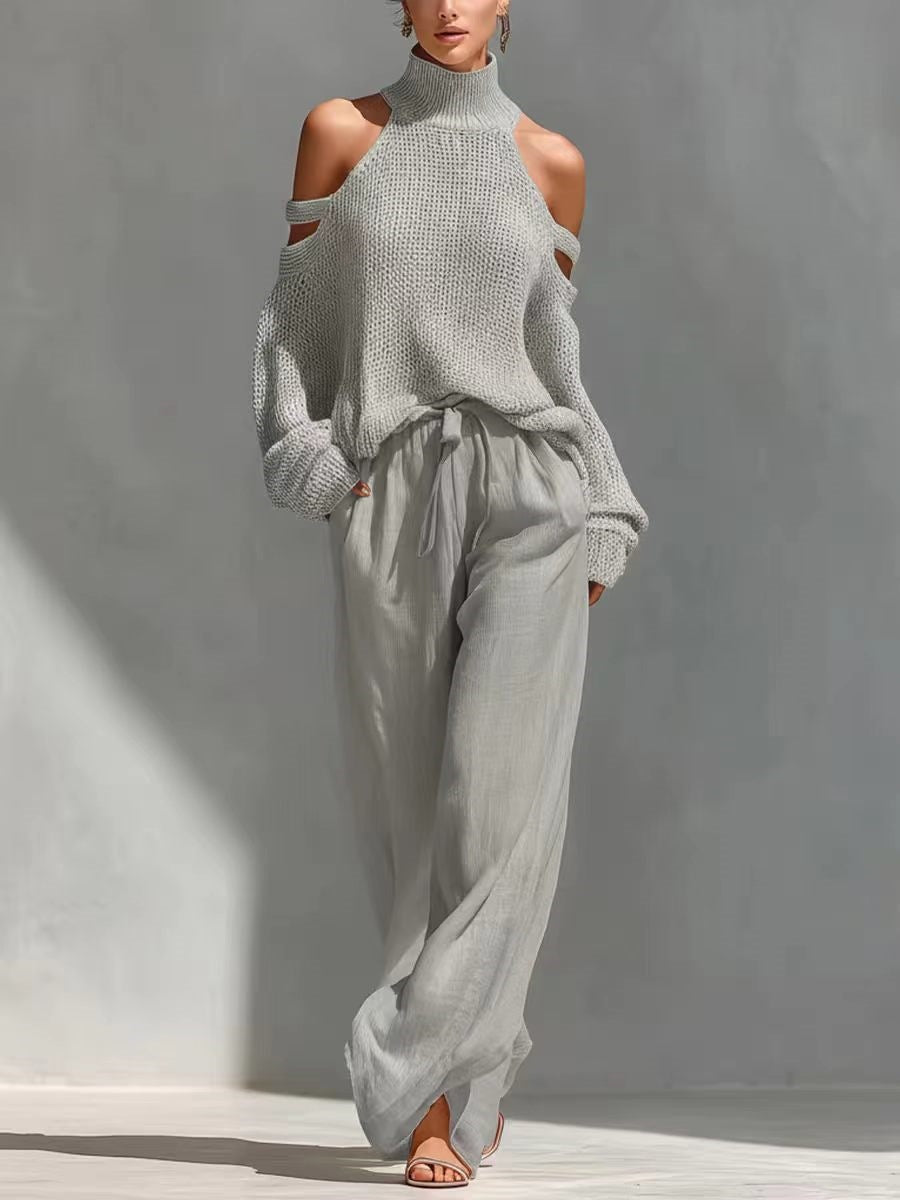 Conjunto de Punto y Lino de Moda