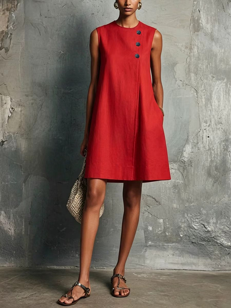AUBREY | VESTIDO CORTO CON BOTONES ASIMÉTRICOS