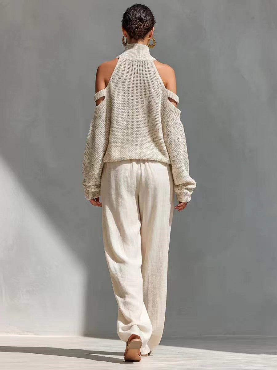 Conjunto de Punto y Lino de Moda