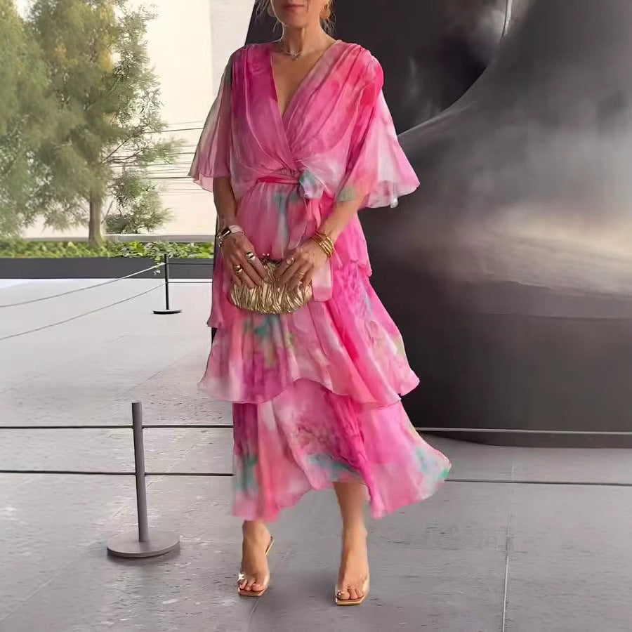 Cara | Vestido Escalonado con Mangas Mariposa