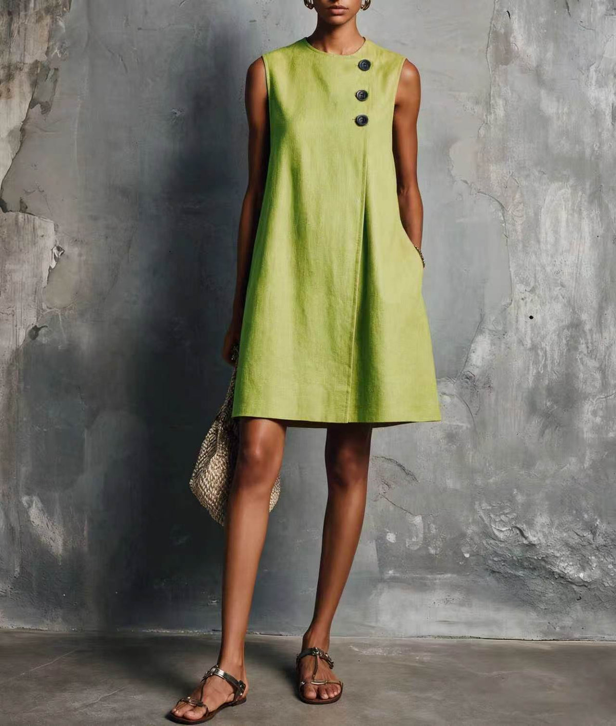 AUBREY | VESTIDO CORTO CON BOTONES ASIMÉTRICOS