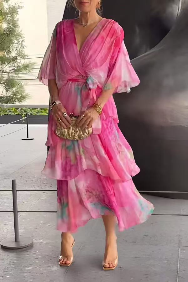Cara | Vestido Escalonado con Mangas Mariposa