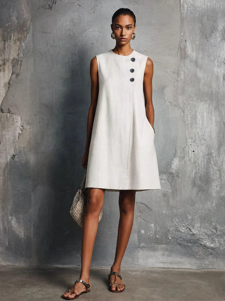 AUBREY | VESTIDO CORTO CON BOTONES ASIMÉTRICOS