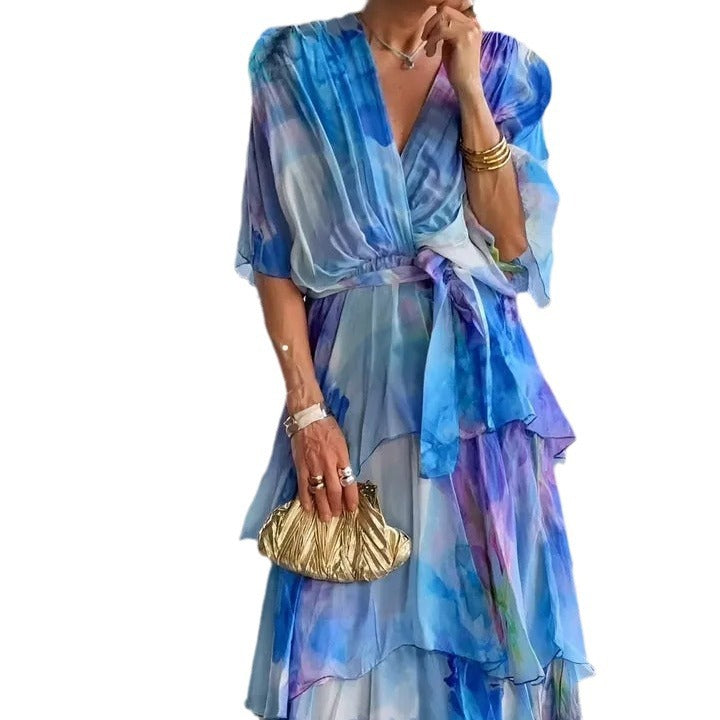 Cara | Vestido Escalonado con Mangas Mariposa