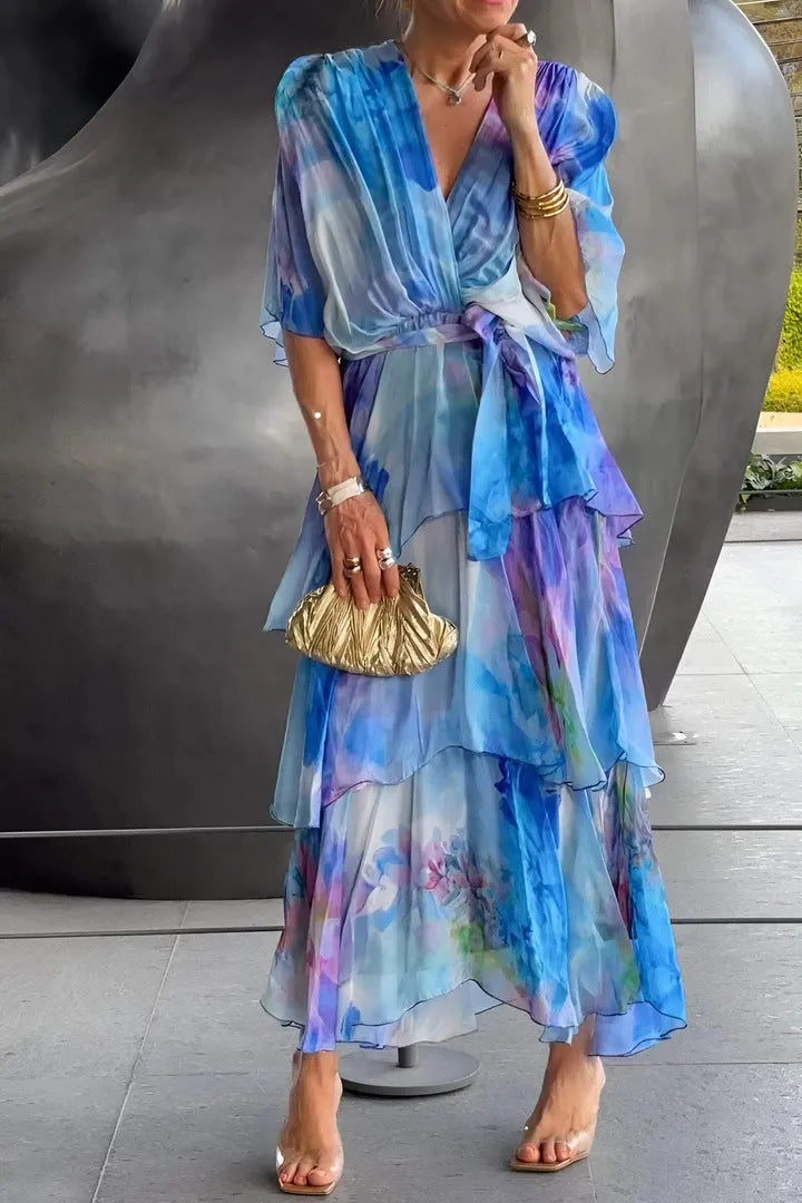 Cara | Vestido Escalonado con Mangas Mariposa