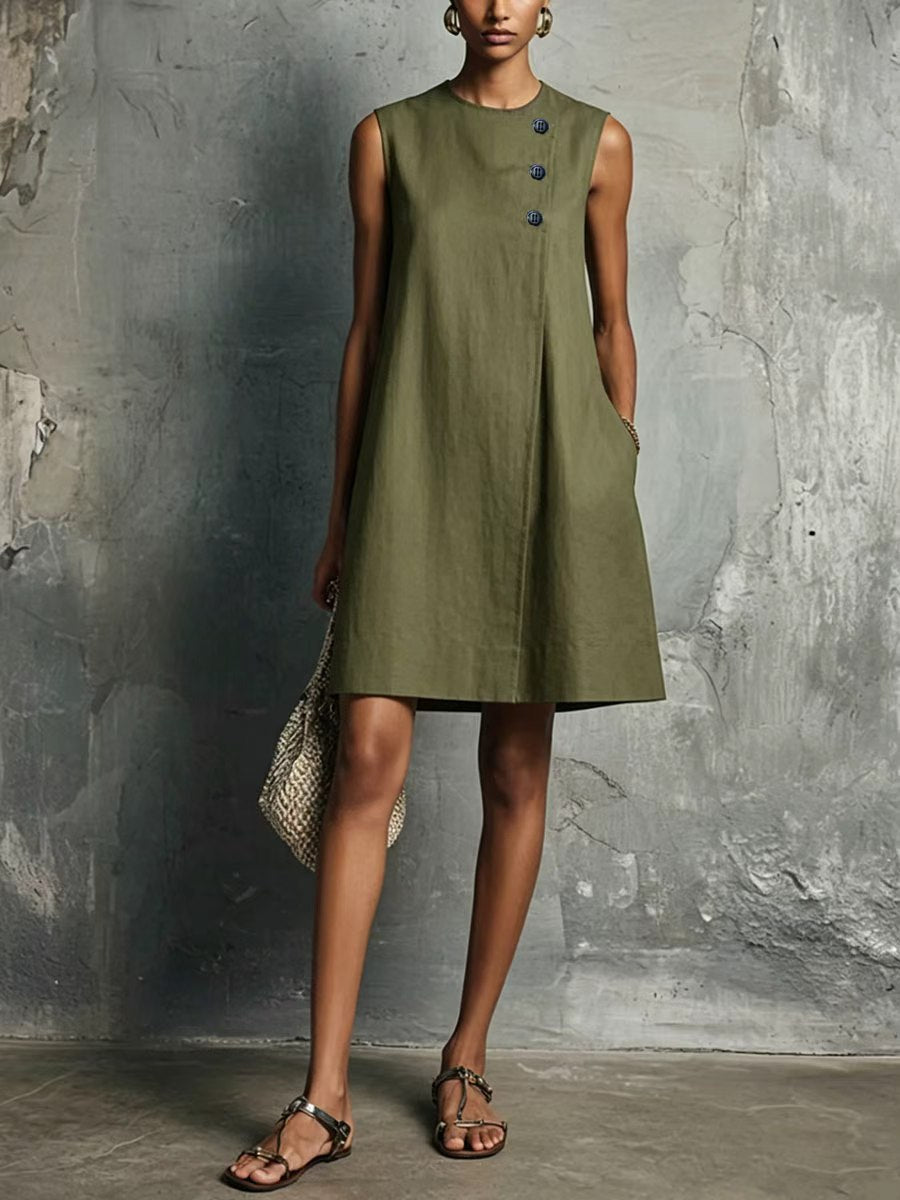 AUBREY | VESTIDO CORTO CON BOTONES ASIMÉTRICOS