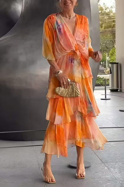 Cara | Vestido Escalonado con Mangas Mariposa